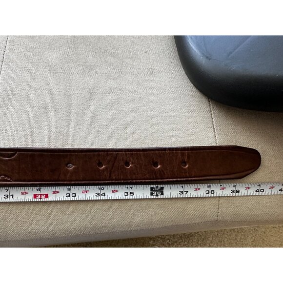 Vintage Leather Belt Size Medium Woven Tooled Waist Buckle Adjustable Brown - Picture 5 of 9